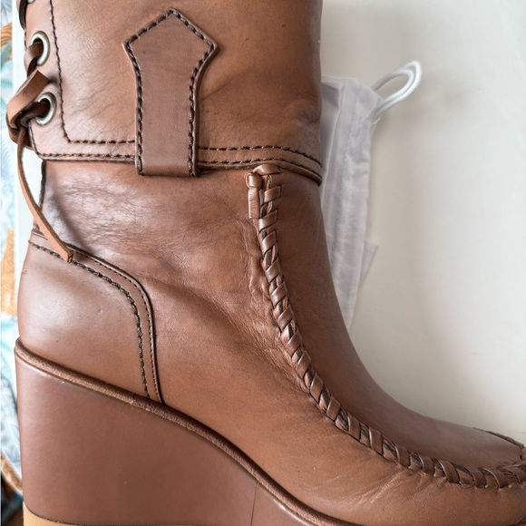 See By Chloe Tan Leather Wedge Boots - Picture 9 of 15